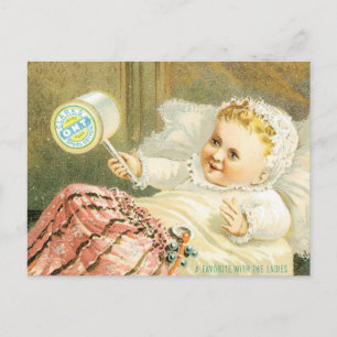 Clarks Baby with Spool Of Thread Postcard