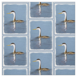 Clark's Grebe Painting - Original Bird Art Fabric