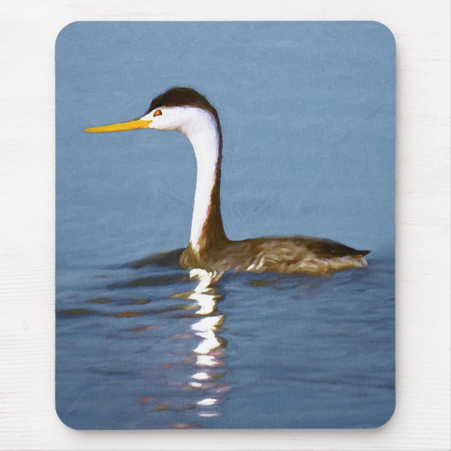 Clark's Grebe Painting - Original Bird Art Mouse Pad (Front)