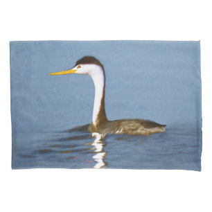 Clark's Grebe Painting - Original Bird Art Pillowcase