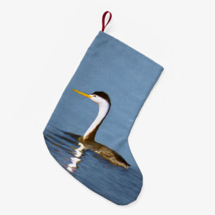 Clark's Grebe Painting - Original Bird Art Small Christmas Stocking