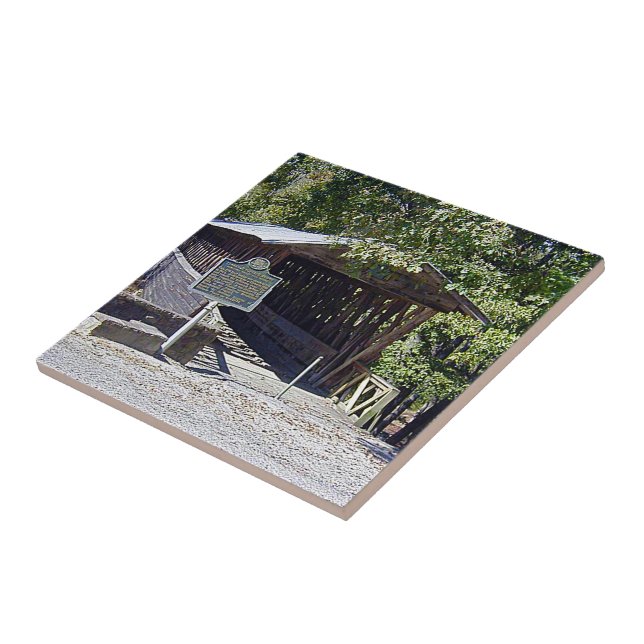 Clarkson Covered Bridge Alabama  Ceramic Tile (Side)