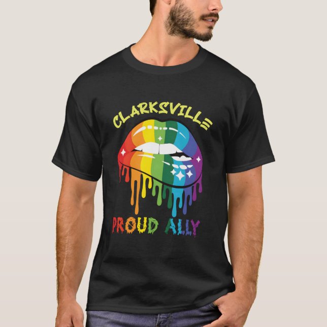 Clarksville Proud Ally Lgbtq Pride Us T-Shirt (Front)