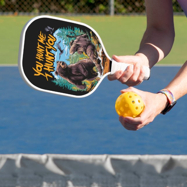 Clash in the woods bear hunting humourous pickleball paddle (Insitu)