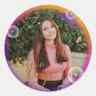 clasic round photo frame personal classic round sticker