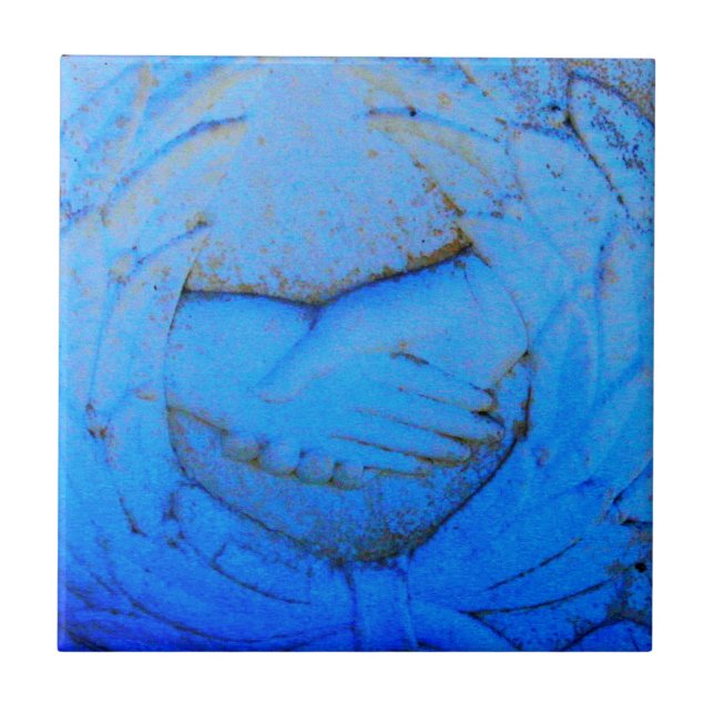 clasped hands blue tile (Front)