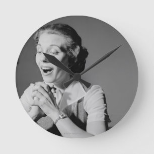 Clasped Hands Round Clock