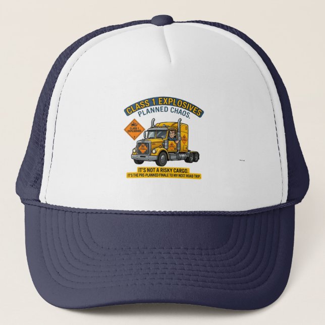 Class 1 Explosives Trucker Gift | Funny ADR Hazard Hat (Front)