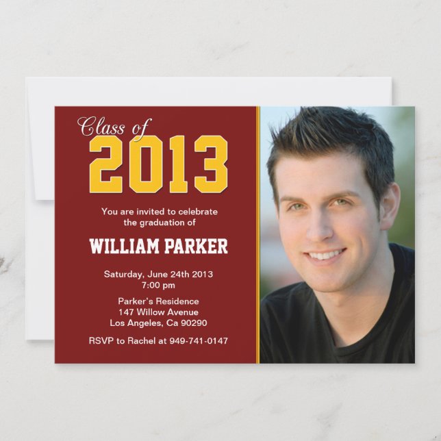 Class 2013 Graduation Maroon and Gold Invitation (Front)