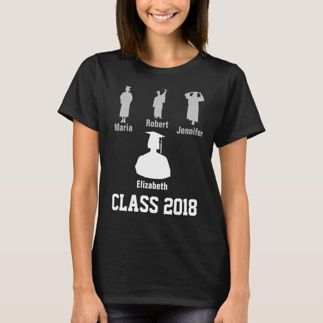 Class 2018 funny elegant customisable black T-Shirt (Front)