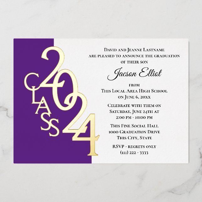 Class 2024 Graduation Purple and Gold Foil (Front)