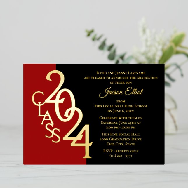Class 2024 Graduation Red and Gold Foil (Standing Front)