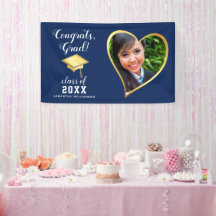 Class 2025 Grad Photo Navy Blue White Graduation