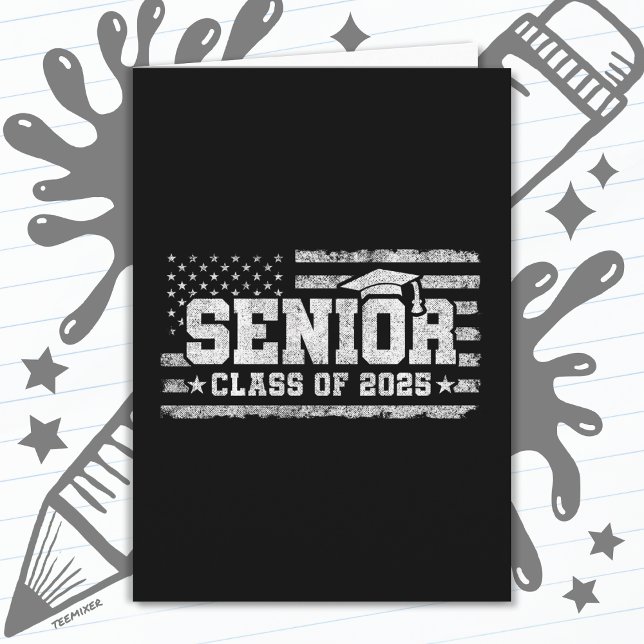 Class 2025 Graduation American Flag Senior 2025 Card (Creator Uploaded)