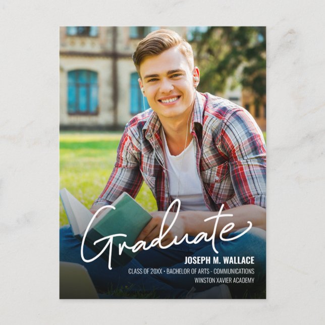 Class 2025 University Graduate Photo Personalised Announcement Postcard (Front)