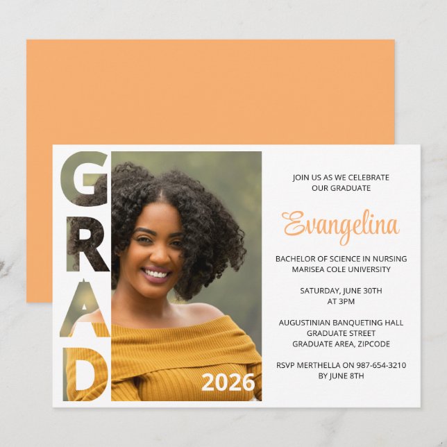 Class 2026 BSN Nursing Graduate Party Invitation (Front/Back)