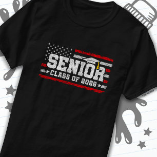 Class 2026 Graduation American Flag Senior 2026 T-Shirt