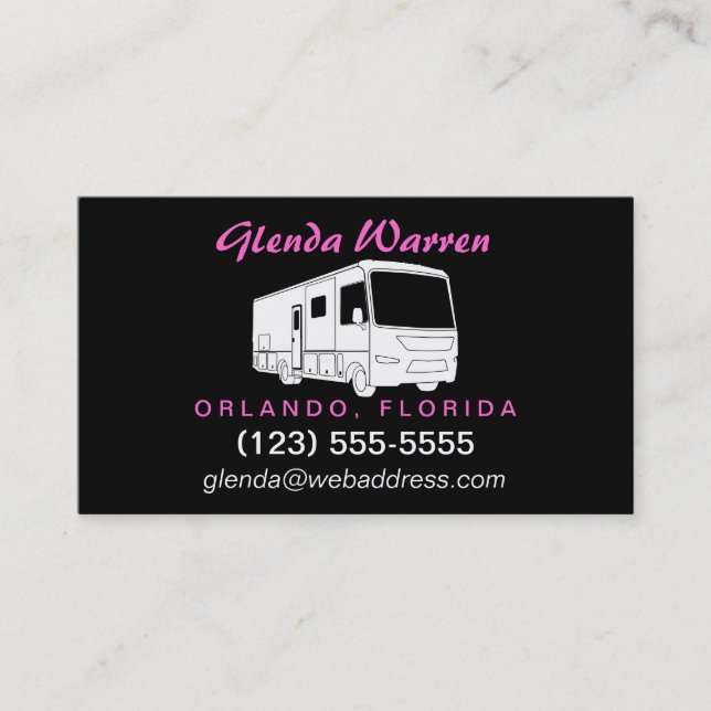 Class A Motorhome / Bus Silhouette Calling Card (Front)