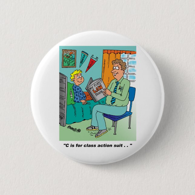 Class Action Cartoon Humour 6 Cm Round Badge (Front)