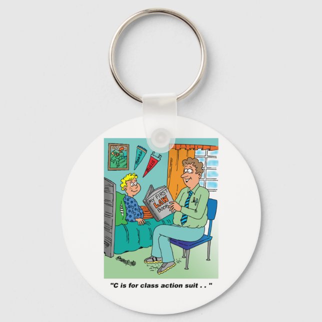Class Action Cartoon Humour Key Ring (Front)