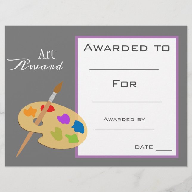 Class art award paint and paintbrush (Front)