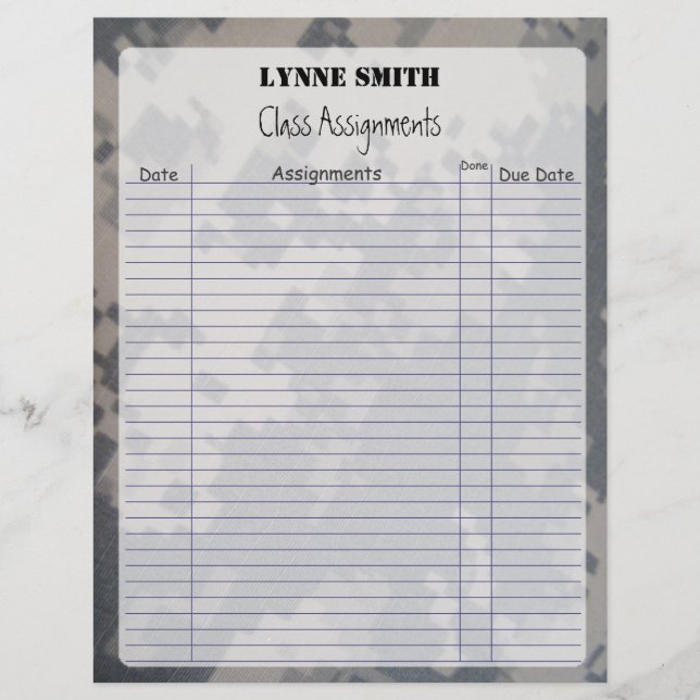 Class Assignments Camoflauge ACU (Front)