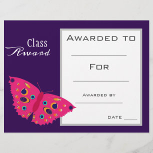 Class award cute butterfly animal