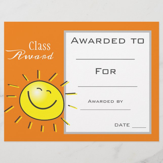 Class award cute sunshine (Front)