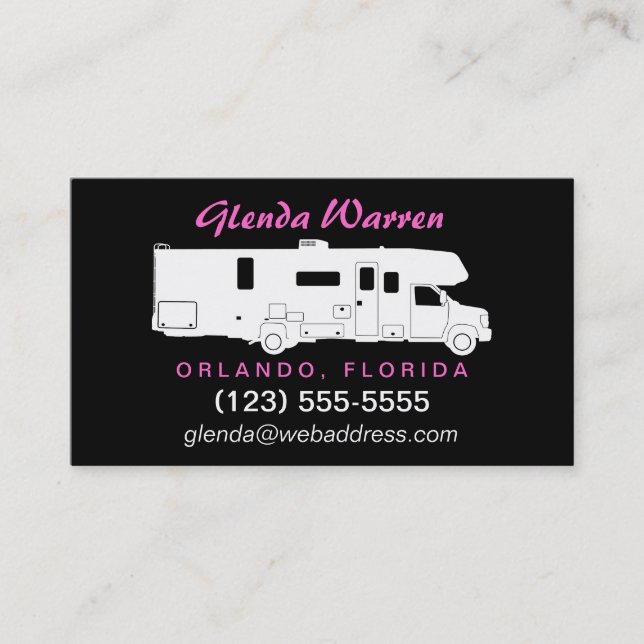 Class C Motorhome Silhouette Calling Card (Front)