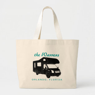 Class C Motorhome Silhouette Graphic Large Tote Bag