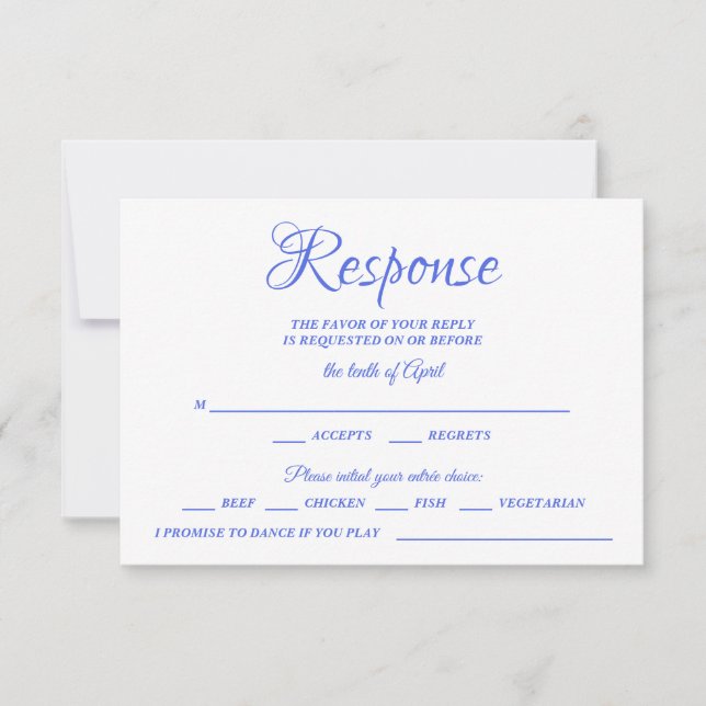 Class Calligraphy Blue Wedding RSVP Monogram (Front)