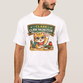 Class Claw Monitor Cat Design T-Shirt