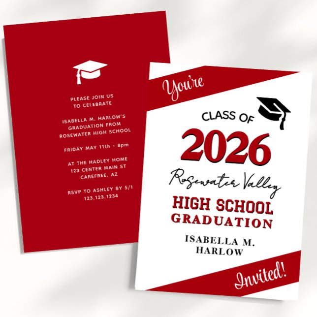 Class Colours Red YY Graduation Invitation (Creator Uploaded)