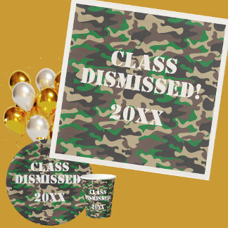 Class Dismissed Camo Graduation Party Napkin