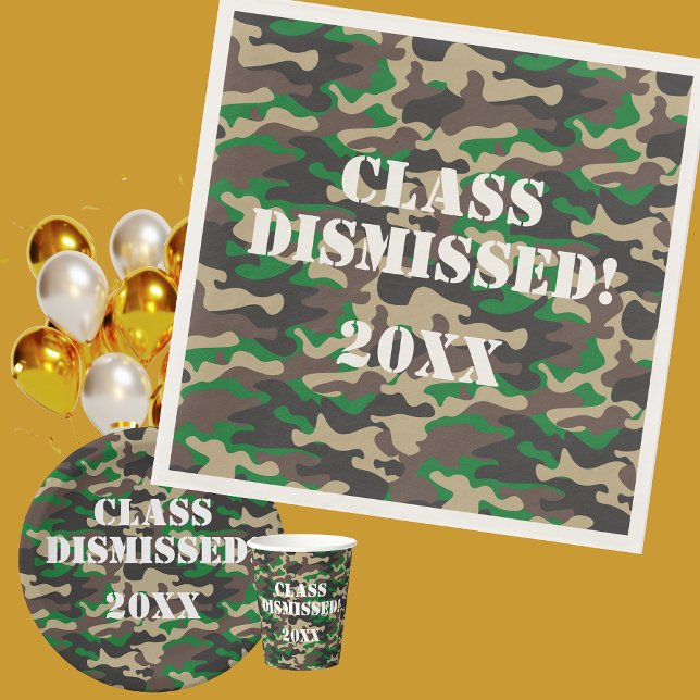 Class Dismissed Camo Graduation Party Napkin (Creator Uploaded)