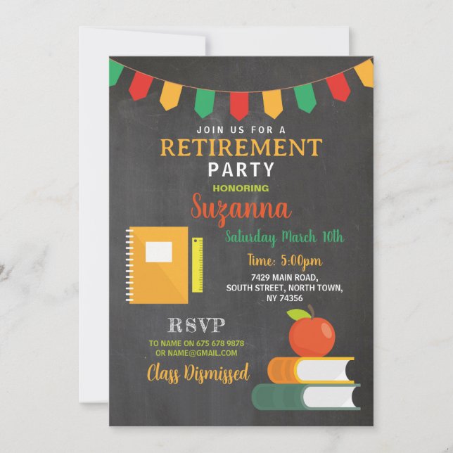 Class Dismissed Retirement Party Teacher Invitation (Front)