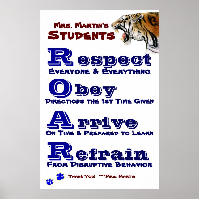 Class Guidelines/Rules Poster (Front)