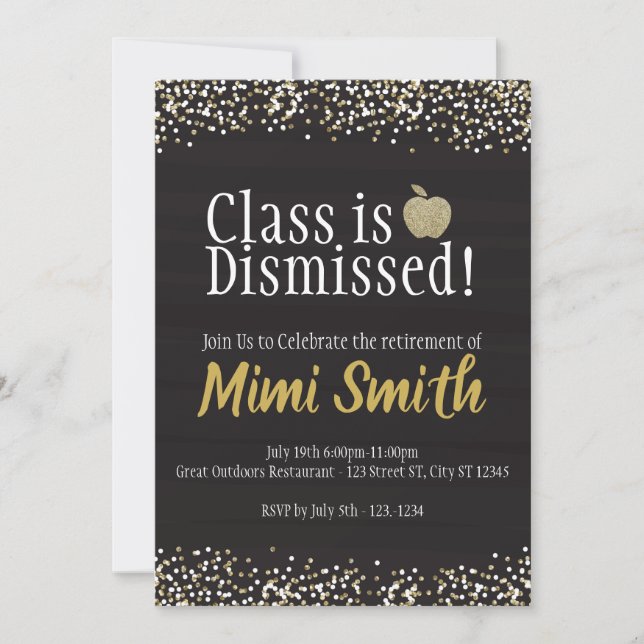 Class is Dismissed Teacher Retirement Invitation (Front)