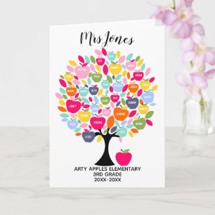 class names teacher thank you apple word art card