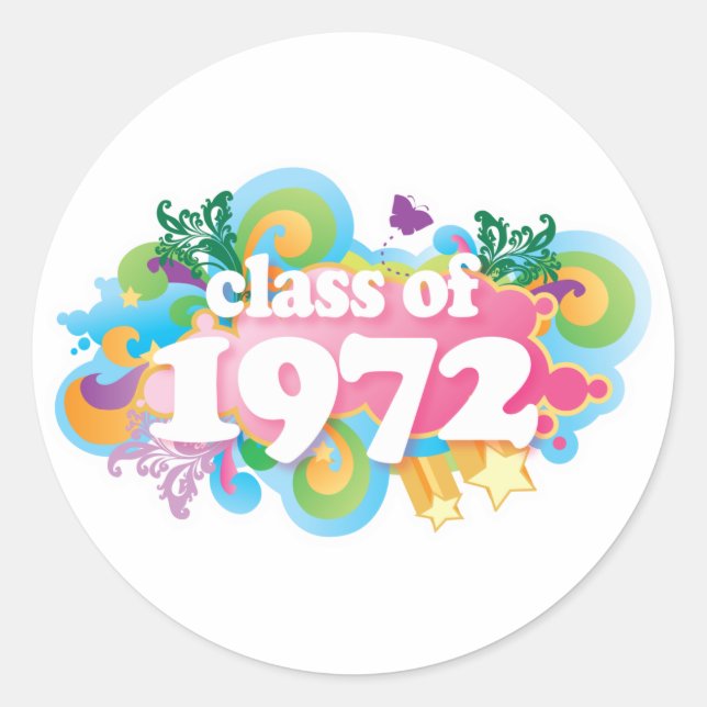 Class of 1972 classic round sticker (Front)