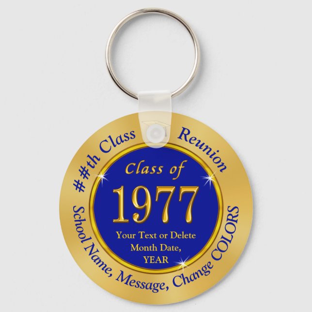 Class of 1977, Custom, Class Reunion Party Favours Key Ring (Front)