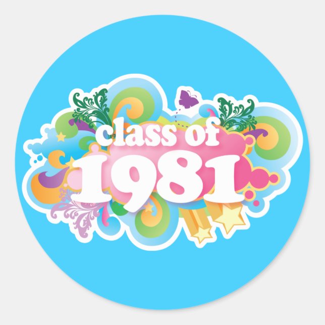 Class of 1981 classic round sticker (Front)