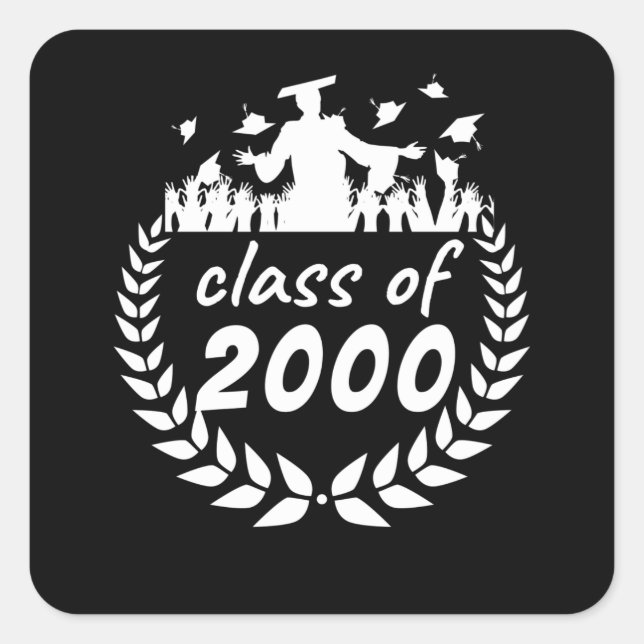 class of 2000 graduation or reunion design by square sticker (Front)