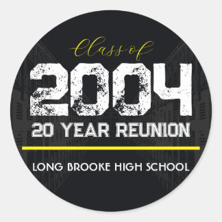 Class of 2004 Year High School Reunion Black Classic Round Sticker