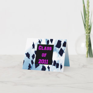 Class of 2011 Cap Toss Grad Pink Thank You Note Card