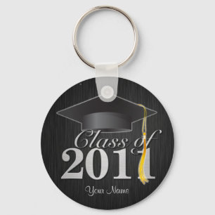 Class of 2011 Graduation Key-Chain (blk &silver) Key Ring