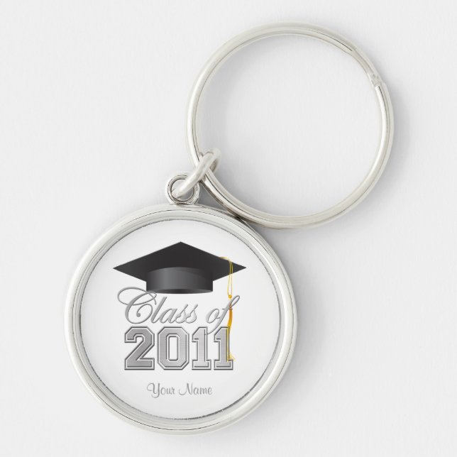 Class of 2011 Graduation Key-Chain -White & silver Key Ring (Front)