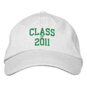 Class of 2011 Green Embroidered White Baseball Cap