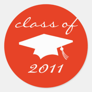 Class Of 2011 Label (Red Graduation Cap)