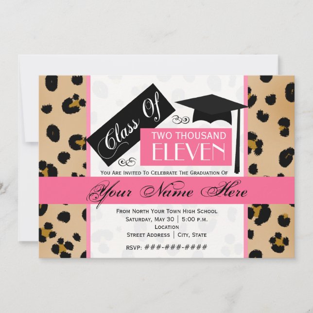 Class of 2011 Leopard Print & Pink Graduation Invitation (Front)
